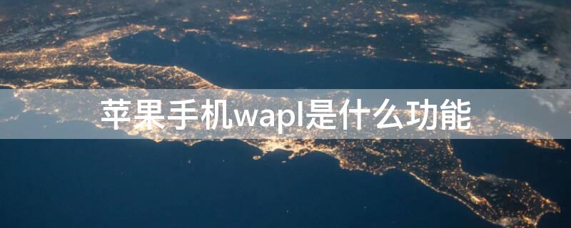iPhone手机wapl是什么功能 苹果手机wap l是什么意思