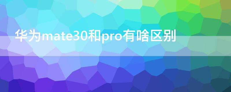 华为mate30和pro有啥区别（华为mate30 pro和mate30 pro区别）