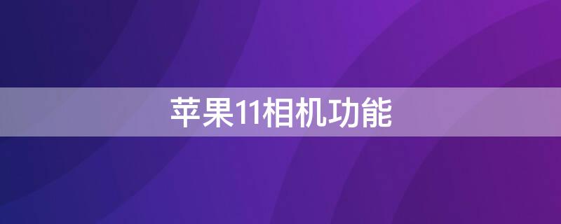 iPhone11相机功能 iphone11相机功能解析