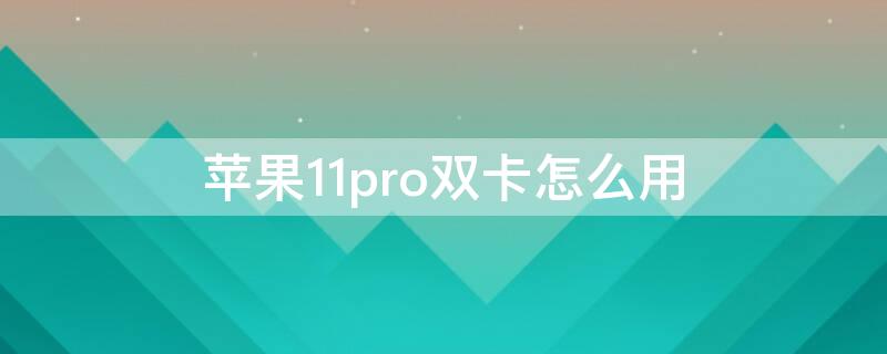 iPhone11pro双卡怎么用（iphone11pro双卡怎么用?）