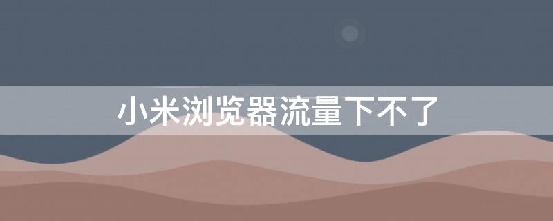 小米浏览器流量下不了（小米浏览器不能用流量下载）