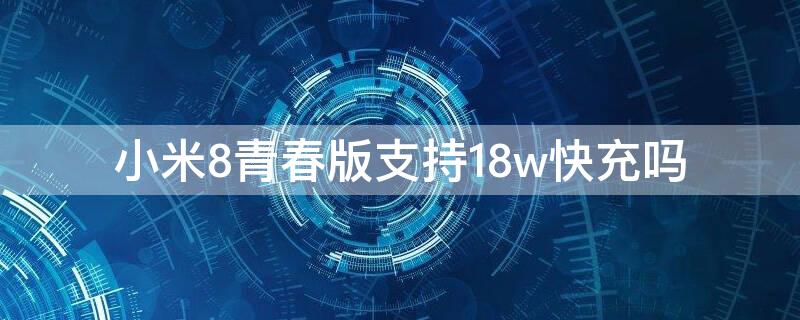 小米8青春版支持18w快充吗（小米八青春版支持十八瓦快充吗）