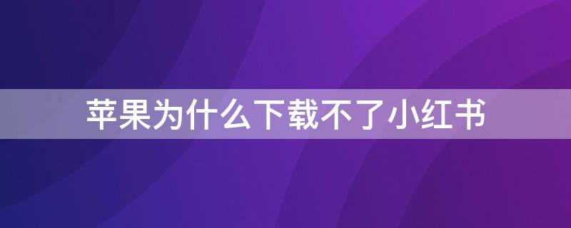 iPhone为什么下载不了小红书（为什么苹果手机下载不了小红书怎么办）