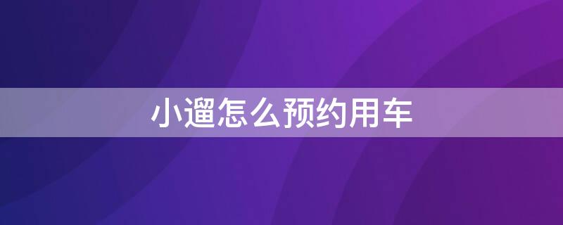 小遛怎么预约用车 小遛如何约车