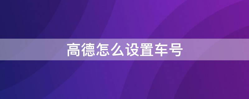 高德怎么设置车号 高德设置车号怎么设置