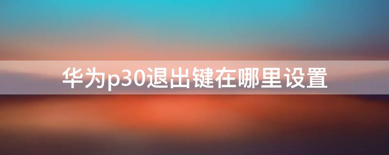 华为p30退出键在哪里设置（华为p30退出键在哪里设置出来）