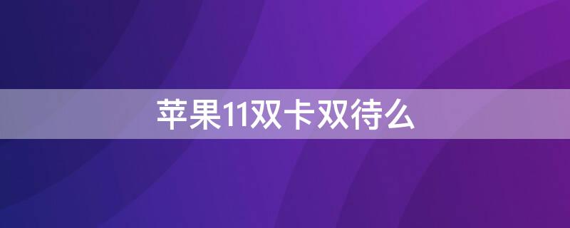 iPhone11双卡双待么 iphone 11双卡?