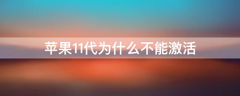 iPhone11代为什么不能激活（为什么iphone11激活不了）
