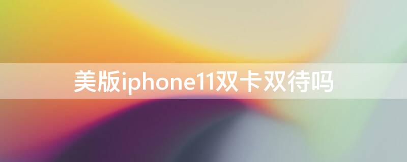 美版iPhone11双卡双待吗（美版iphone11是不是双卡）