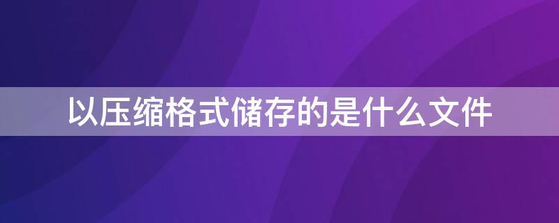 以压缩格式储存的是什么文件（以压缩包的形式）