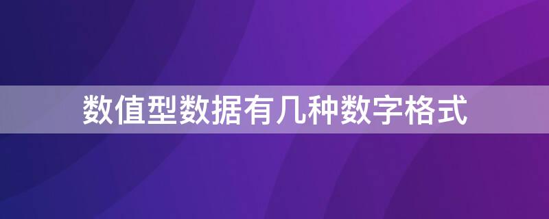 数值型数据有几种数字格式 数值型数据有几种数字格式?如何正确使用各种数字格式?