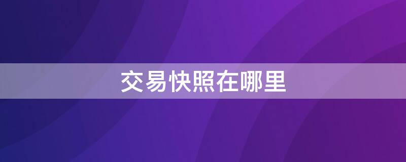 交易快照在哪里（交易快照在哪里看）