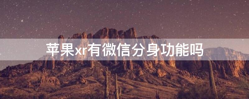 iPhonexr有微信分身功能吗