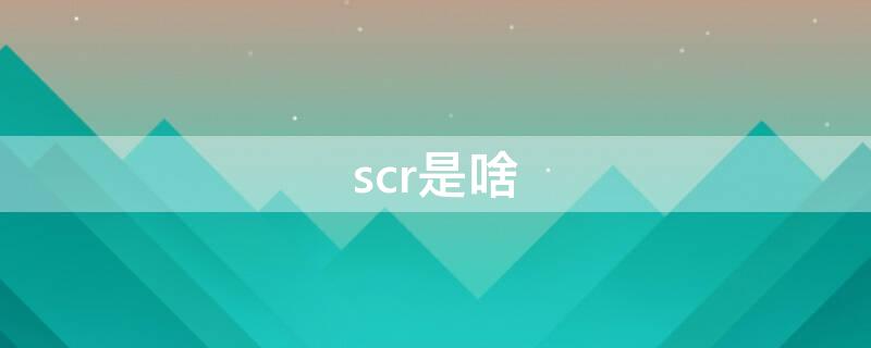 scr是啥（scr是啥医学）