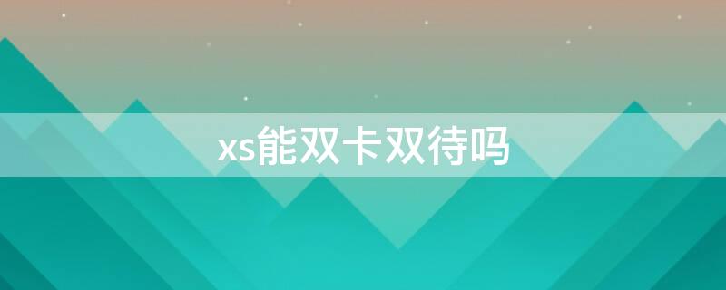 xs能双卡双待吗（xs能双卡双待吗怎么用）