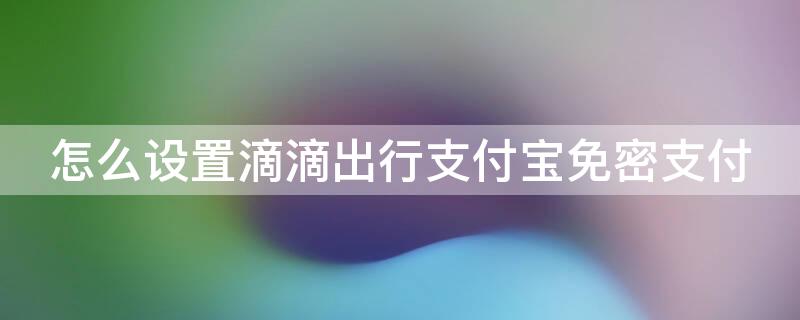 怎么设置滴滴出行支付宝免密支付（怎么设置滴滴出行支付宝免密支付额度）