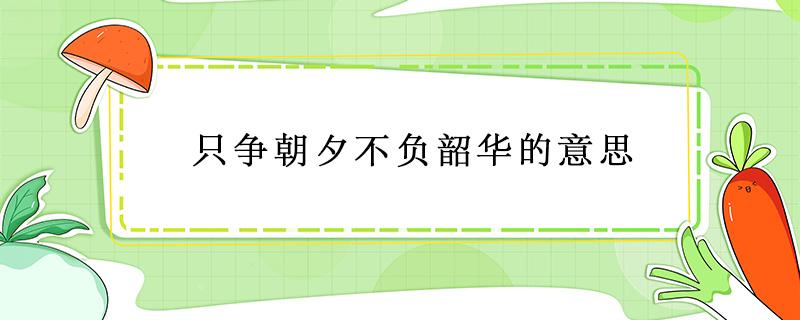 只争朝夕不负韶华的意思 只争朝夕不负韶华出自哪里