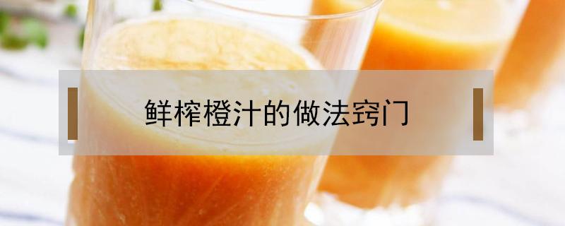 鲜榨橙汁的做法窍门（鲜榨橙汁怎么做好喝窍门）