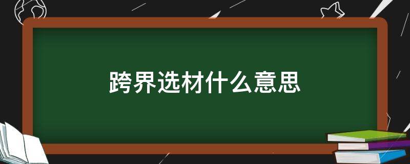 跨界选材什么意思（跨界产品什么意思）