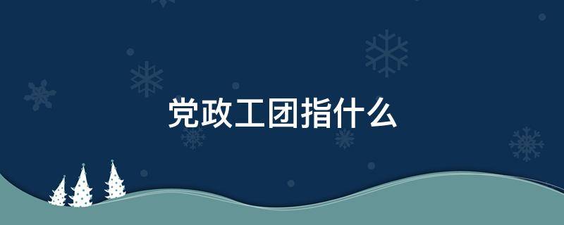 党政工团指什么（党政工团指什么学校的）