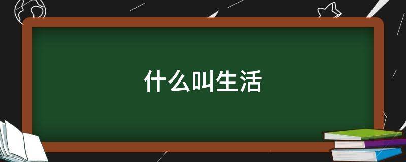 什么叫生活（什么叫生活的经典回答）