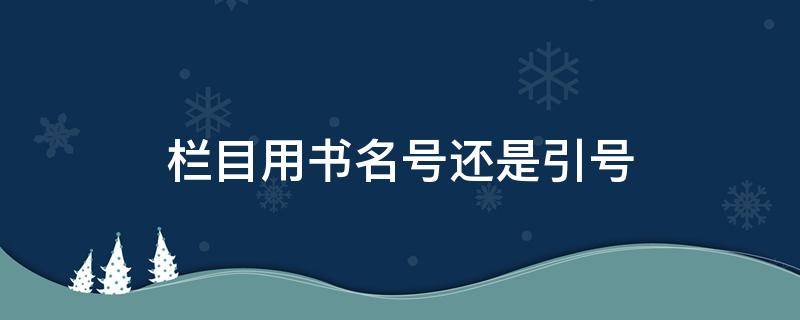 栏目用书名号还是引号 电视节目用书名号还是用引号