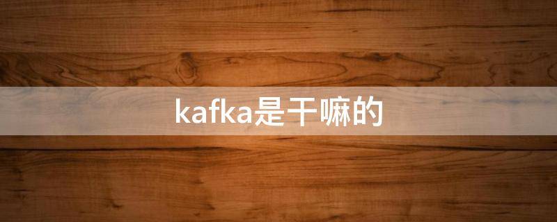 kafka是干嘛的 kafka是干啥的
