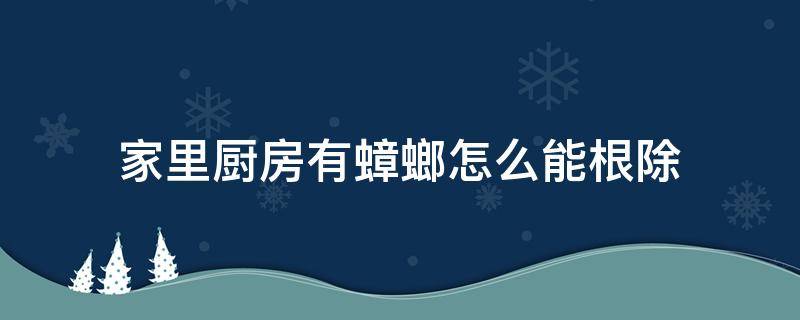 家里厨房有蟑螂怎么能根除（家里厨房发现蟑螂怎样根除）