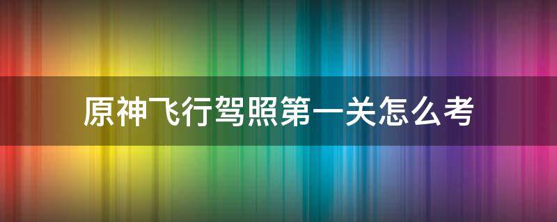 原神飞行驾照第一关怎么考 原神飞行驾照第三关