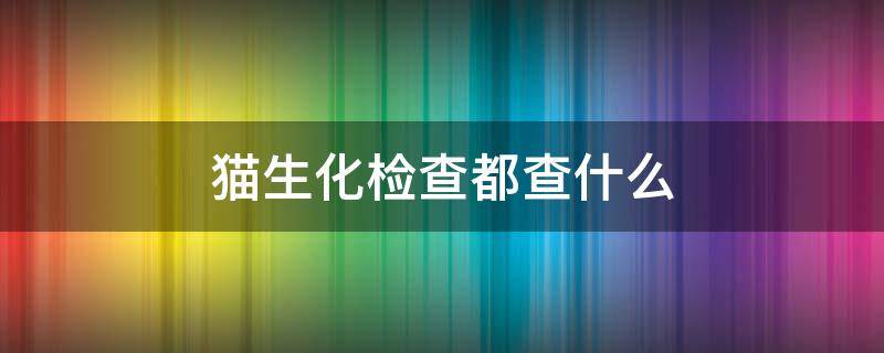 猫生化检查都查什么 猫查生化查的是什么