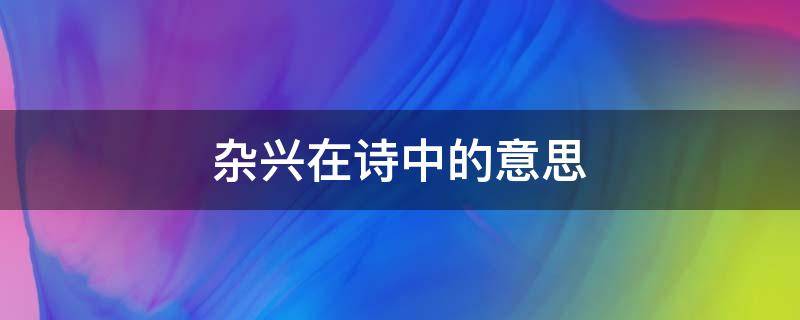 杂兴在诗中的意思（杂兴在诗中的意思是什么）