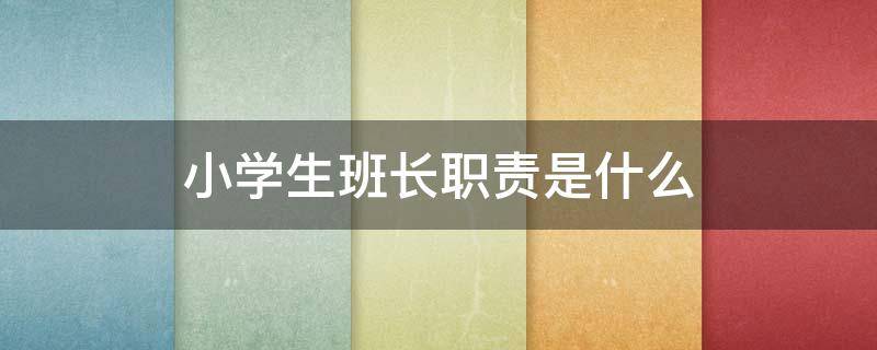小学生班长职责是什么（小学生班长的岗位职责）
