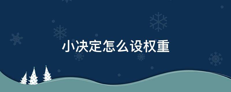 小决定怎么设权重 小决定权重是什么意思