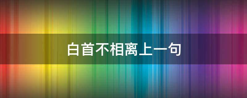 白首不相离上一句（白首不相离上一句怎么写）