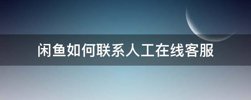 闲鱼如何联系人工在线客服 闲鱼怎么找人工在线客服