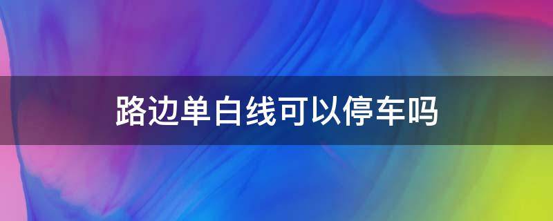 路边单白线可以停车吗（路边白色实线能停车吗）