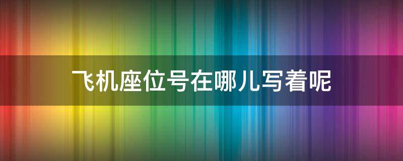 飞机座位号在哪儿写着呢 坐飞机座位号标在哪