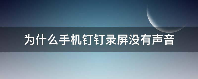 为什么手机钉钉录屏没有声音 手机钉钉录屏没有声音怎么办