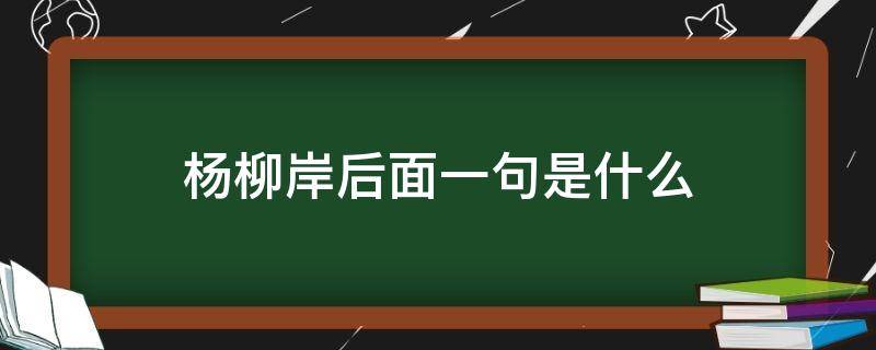 杨柳岸后面一句是什么 杨柳岸指的是