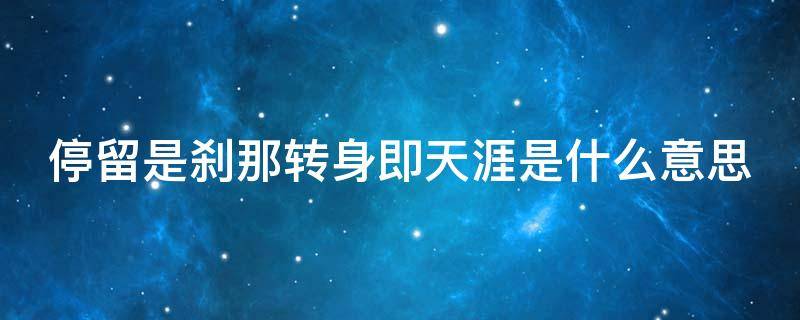 停留是刹那转身即天涯是什么意思（停留是刹那转身即天涯是什么意思呀）