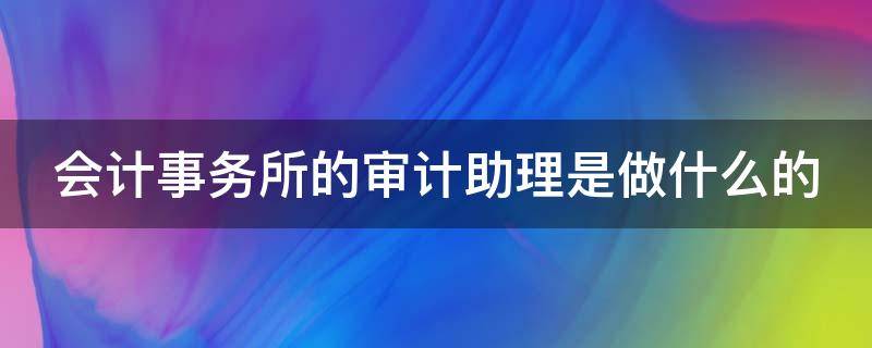 会计事务所的审计助理是做什么的（会计事务所审计助理每个月能拿多少提成）