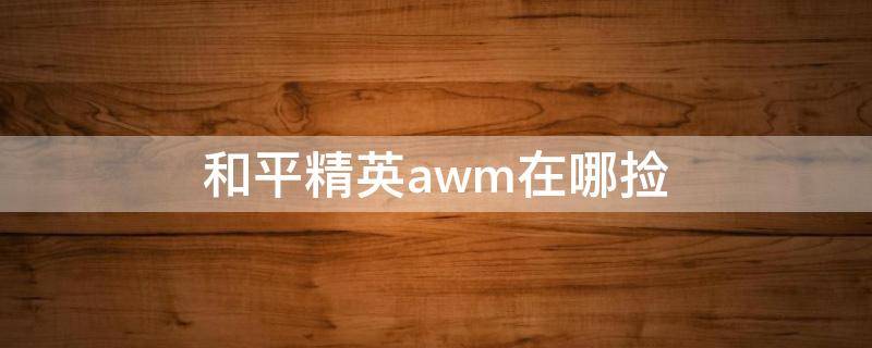 和平精英awm在哪捡 和平精英必刷AWM的地方