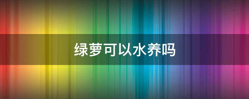 绿萝可以水养吗（盆栽的绿萝可以水养吗）