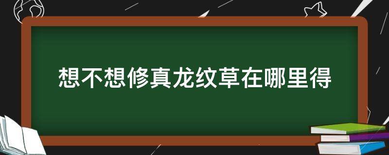 想不想修真龙纹草在哪里得 想不想修真醉龙草