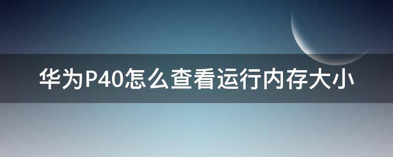 华为P40怎么查看运行内存大小 华为p40如何查看运行内存还剩多少