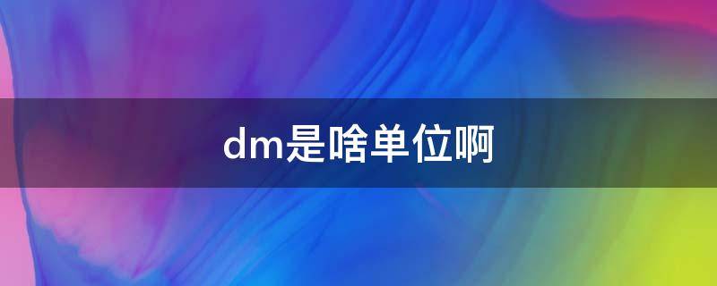 dm是啥单位啊（dm是单位吗）