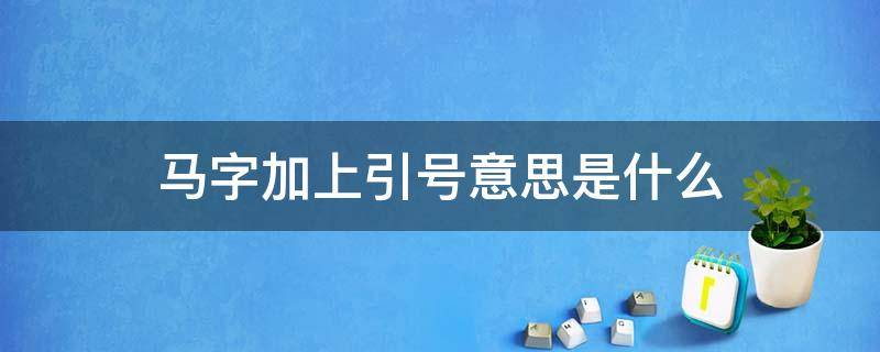 马字加上引号意思是什么 马字加引号怎么回事