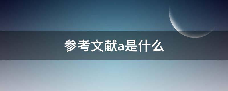 参考文献a是什么 文献A是什么