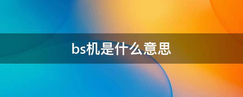 bs机是什么意思 bs机是什么意思值得购买吗