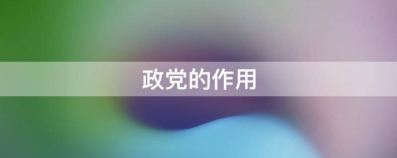 政党的作用 美国其他政党的作用